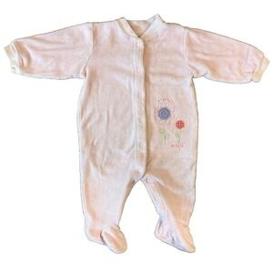 Vintage 90s Carters Sleeper 3/6 Months Girl 12-18 Pounds Pink Terry Cloth Flower